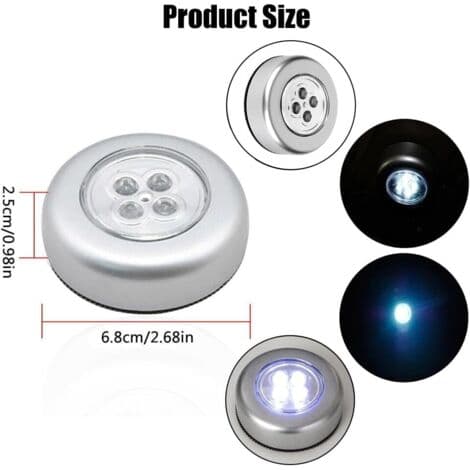 LED-spotlights for additional lighting, 6-pack battery-operated self-adhesive LED spotlights, stick-on lights, for kitchen, stairs and li[DB]