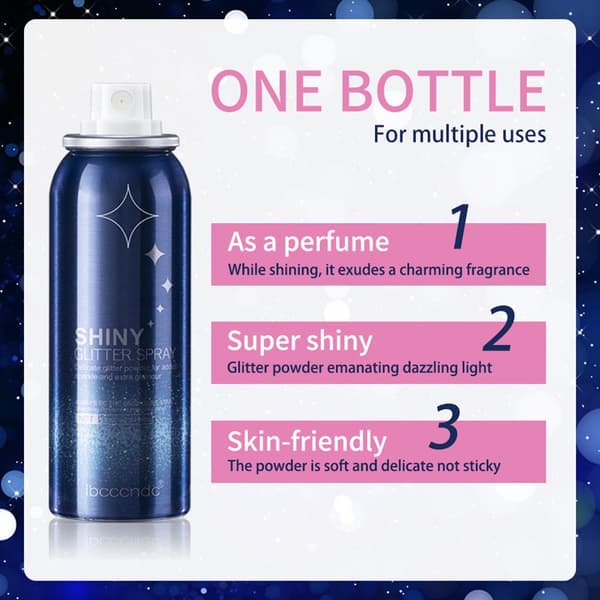 Glitrende Glitterspray 60ml Sølv Glitterspray til Kvinder Glitterpulver Makeupspray Hår- og Kropsglitterspray