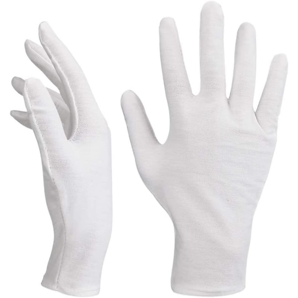 12 par vita handskar Mjuka bomullshandskar Andningsbara arbetshandskar dam