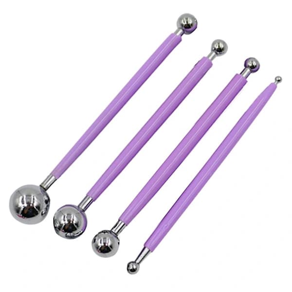 Stainless Steel Modeling Tools for Polymer Clay, Sculpting Tools, Dotting Pen for Cake Fondant Decoration Purple[CO]