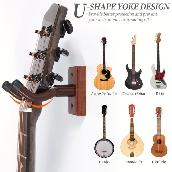 Väggmonterad gitarrhållare i massivt trä, robust display för akustiska elgitarrer 1 st 1 pc