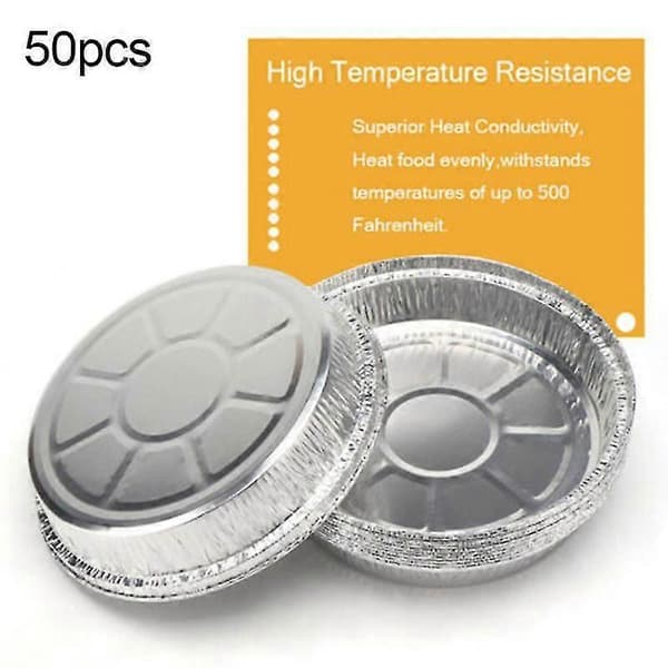 50x Rund Aluminiumfolie Grillmatbricka Behållare Non-stick Bakplåt Smart-9 Tum