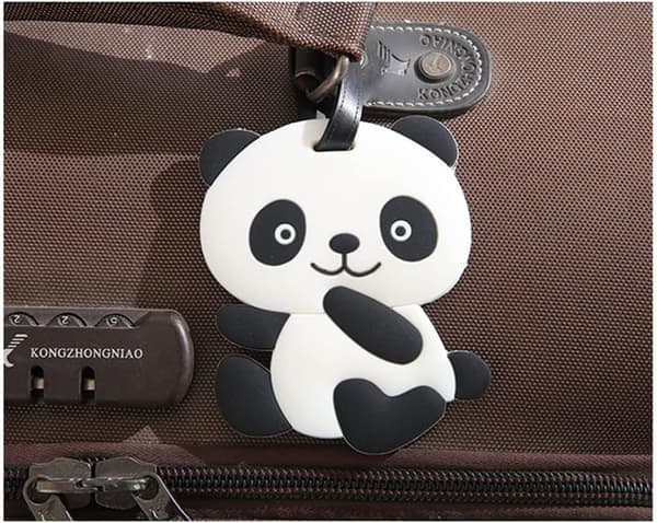 4 stk. bagasjelapper, reiselapper for kofferter, fleksibel silikonpanda, koffertlapper med ID, navn, adresse