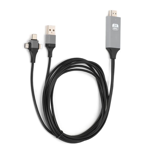 3 i 1 HDMI HD-kabel Mobiltelefon skærmprojektionslinje til IOS / Android / Type-C