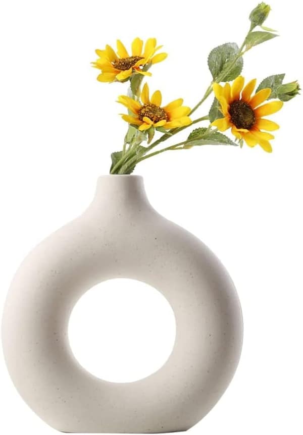 Large Vase for Pampas Grass, Dining Table Decorations, Aesthetic Room Decor, Boho Home Decor, White Vase Kitchen, Large Round Vase Shelf Ornaments