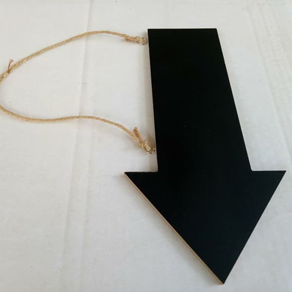 Reusable Wooden Directional Sign with Chalkboard and Hanging Hook, Black - Compatible with Various Brands