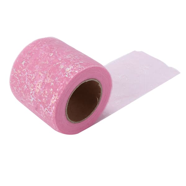 Tylstof DIY Håndværk Slidstyrke Symfoni Polyester Let Bærbare Tylruller 6cm Lyserød