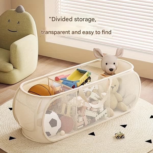 Large Toy Storage Basket, Transparent, Divided Compartments, Durable Horizontal Horisontell