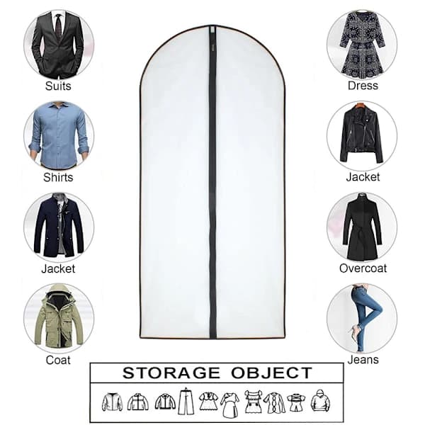 Durable Garment Bags 60x100cm - 6-pack Breathable Storage with Zipper