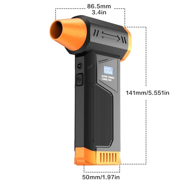 Handheld Portable Air Duster with LED Display & Adjustable Wind Speed for Electronics Cleaning Orange Orange