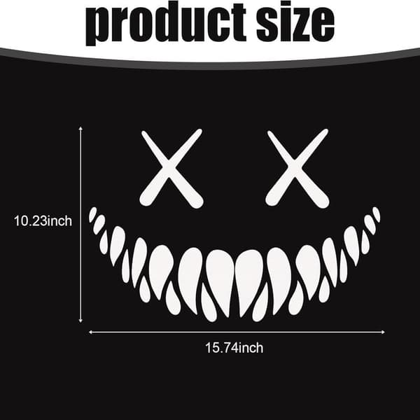 1 pc Car Rear Window Decal, 40 x 26 cm Halloween Atmosphere Devil Smile Shape Reflective Car Sticker, Holiday