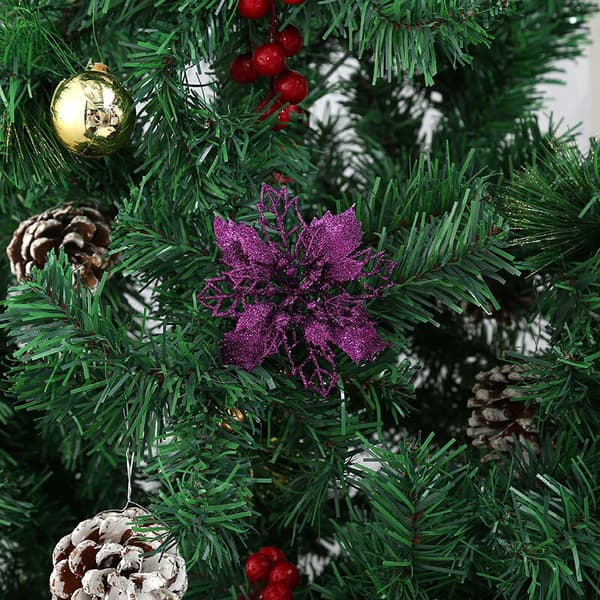 Et sæt med 12 kunstige blomster til juletræer (lilla, 10 cm)