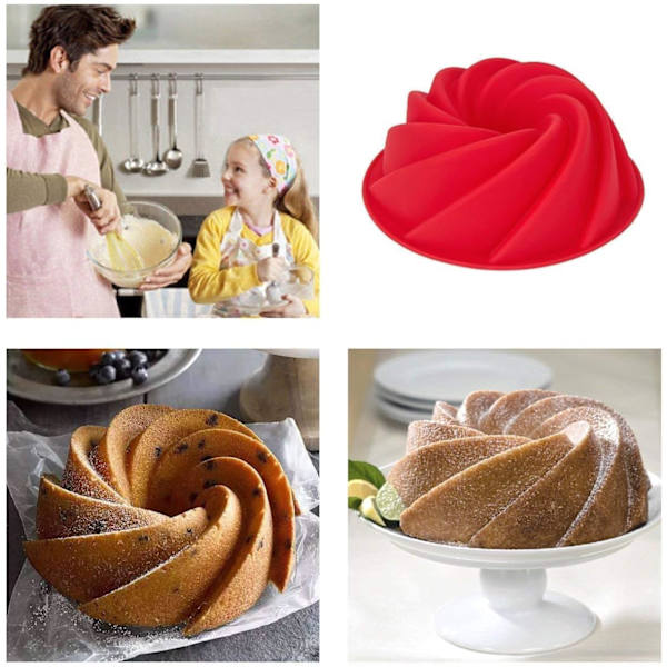 9-tommers non-stick kakeform, silikon bakeform (rød)