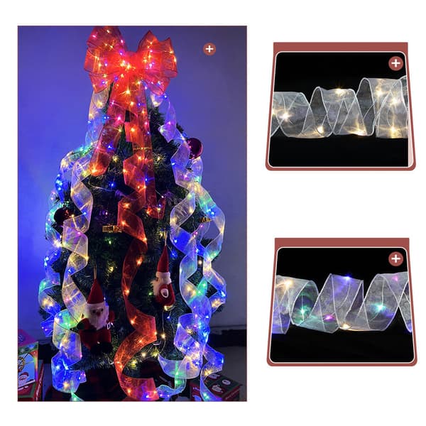 1M Lantern String Mesh Christmas Tree Ribbon Hanging Net Christmas Tree
