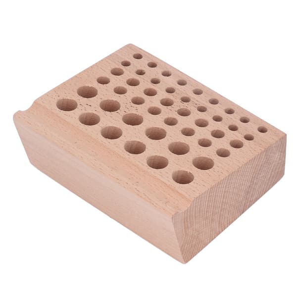 Leather Tool Holder 46 Holes Beech Wood Professional Leather Tool Organizer Storage Box for Leather Craft Tools