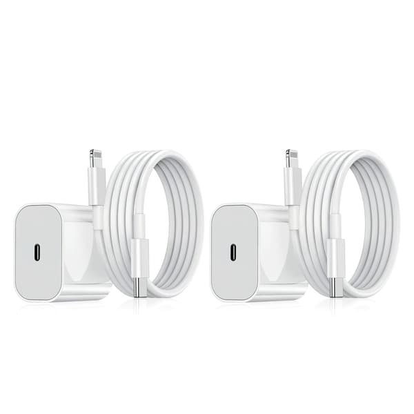 2-pak - Oplader til iPhone Adapter+Kabel 20W USB-C Hurtigoplader Hvid Vit one size Vit one size