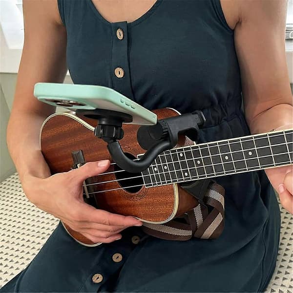 Justerbart gitarstativ med telefonholder for livestreaming