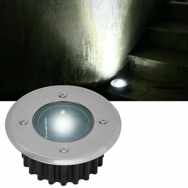 Sæt med 6 soldrevne LED-jordspotlights - Diameter: 85 mm - Runde - Udendørs holdbare - Front i rustfrit stål