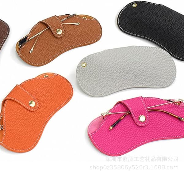 Puolikova pyöreä kaulaan kiinnitettävä vyölasikotelo nahkainen aurinkolasitasku lukulasien pidike, harmaa