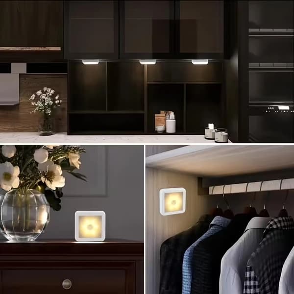 Smart Motion Sensor 6-LED Lamp - Wireless, Automatic On/Off, for Floor/Ceiling/Wall, Ideal for Home, Office, Garage Warm Light Warm Light