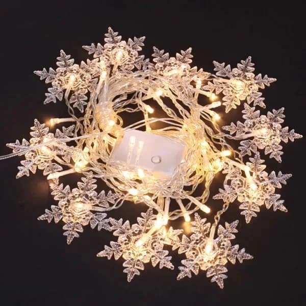 LED Snøfnugg Lyslenke 3,5m 96st Varmhvit for Juledekorasjon[JUN]