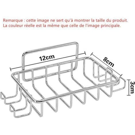 Self-Adhesive Soap Dish with 4 Hooks, Self-Adhesive Stainless Steel Soap and Sponge Holder for Bathroom, Kitchen - Black