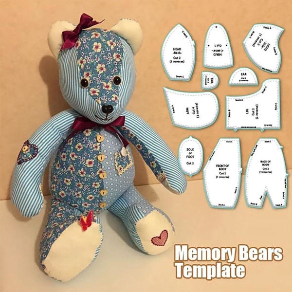 Inspirera det roliga med kreativitet och minne: Ragdoll Memory Bear Template Linjal Set 10 tum