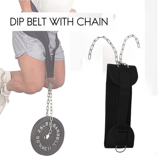 Dip Belt with Chain Pull Up Belt with Buckle for Weightlifting Training Gym Accessory