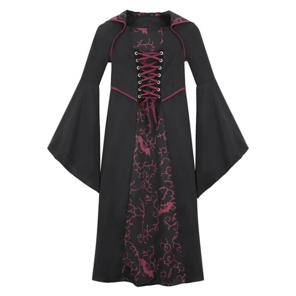 Halloween Jenter Forestillingskjoler Vampyr Heks Kostyme Vinrød 130cm