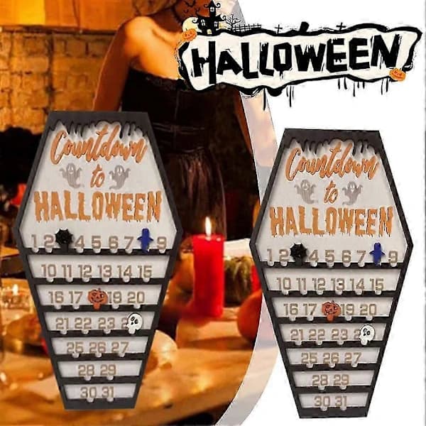 2025 Countdown Halloween Adventskalender i trä för festdekoration