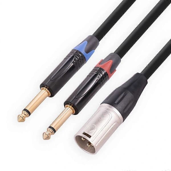 XLR til TRS-kabel, XLR til dobbelt 1/4-kabel, 1/4 til XLR han lydstik 1m