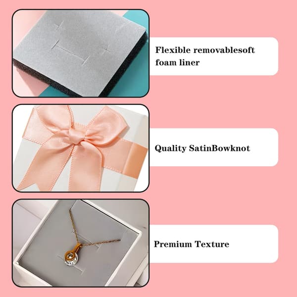 4 st små presentaskar för smycken, 7x7x3,5 cm smyckesdisplay presentaskar med rosett