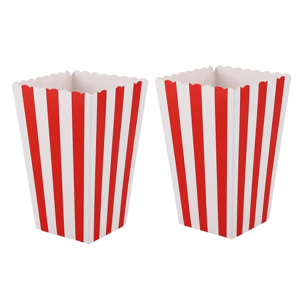 24 Cinema Stripes Candy Bag Small Candy Gift Popcorn Bags Boxes, Red