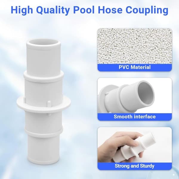 Pool Hose Adapter Set with 4 Clamps, Leak-Proof Threaded Design, 2-Pack, Compatible with Pool Cleaning