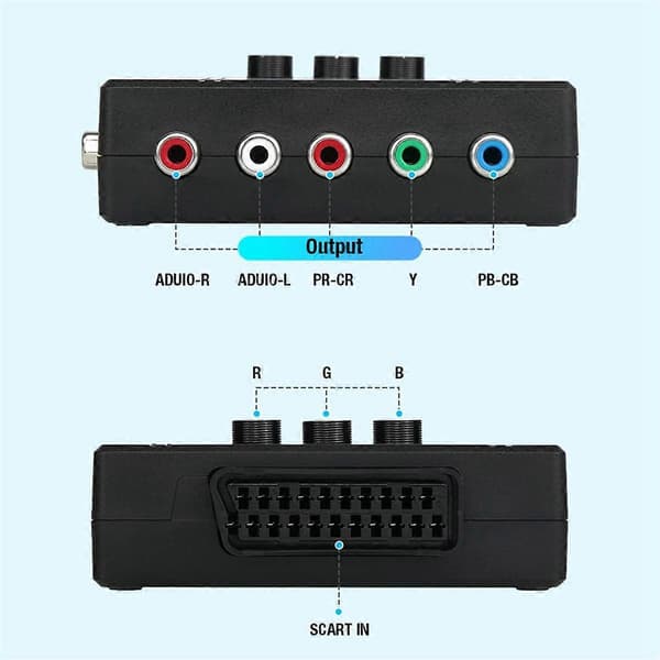 RGBS VGA til YPBPR Komponentkonverterer SCART til YPBPR Konverterer for 64 PS1 PS2 Dreamcast Retro Spill