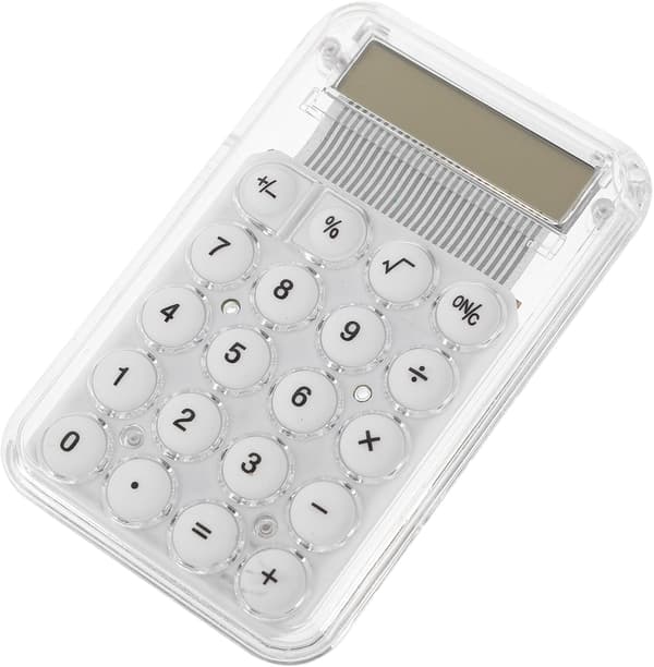 Small Calculator, Handheld Calculator, Student Calculator, 8-Digit Display Calculator for Office, White