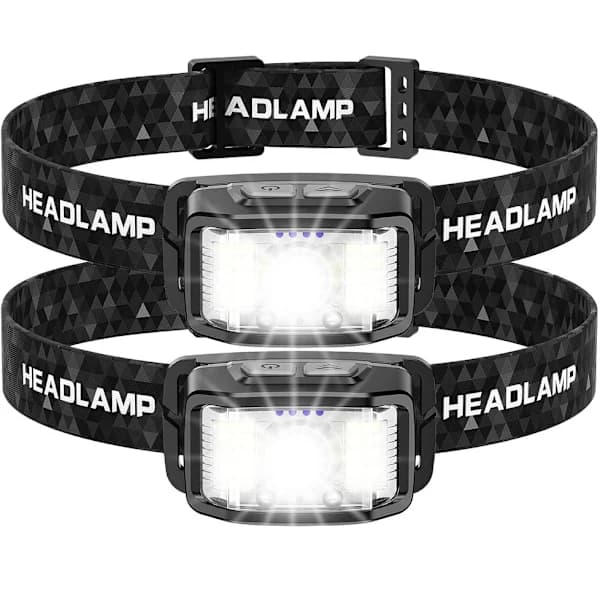 2000 Lumen Hodelykt med Bevegelsessensor for Fiske, Camping & Sykling