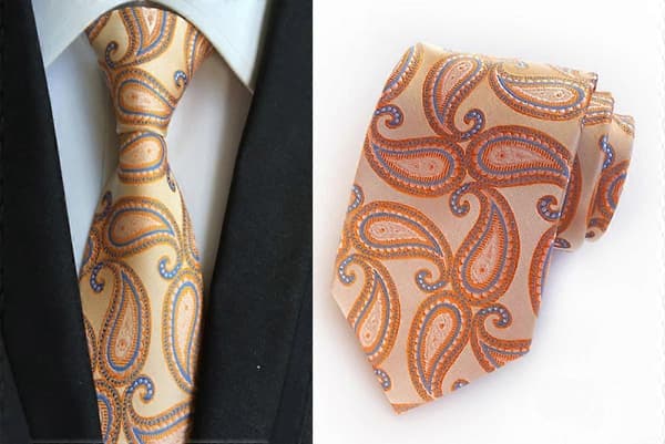 New Classic Men's Paisley Silk Tie, Gold