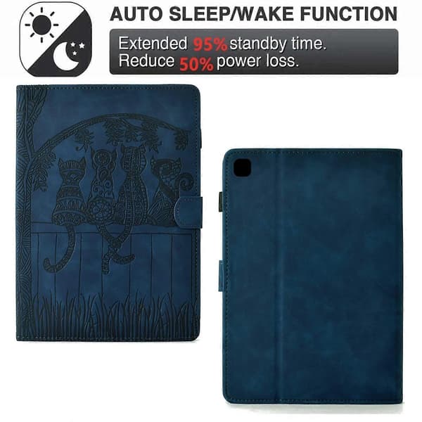 Præget PU-etui til Samsung Galaxy Tab S5e / T720 [DB] Mørkeblå Dark blue