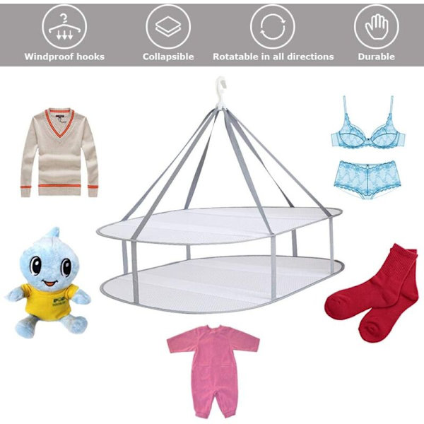 2-Tier Foldable Drying Rack for Sweaters, Delicates, and Swimwear - Space-Saving Sturdy Design