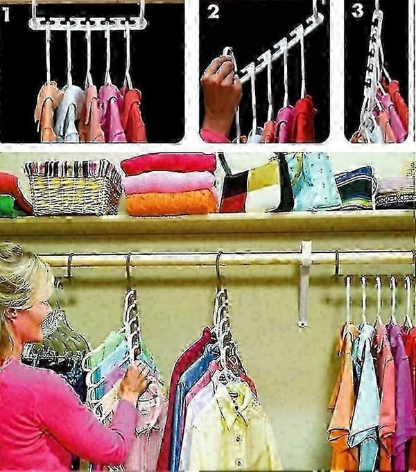8 st Hangers Save Space, Wardrobe, Drying Rack, Foldable Storage Five Holes