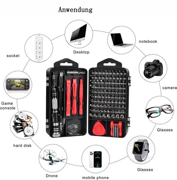 Magnetic Precision Screwdriver Set with 115-Piece Bit Set for Repair