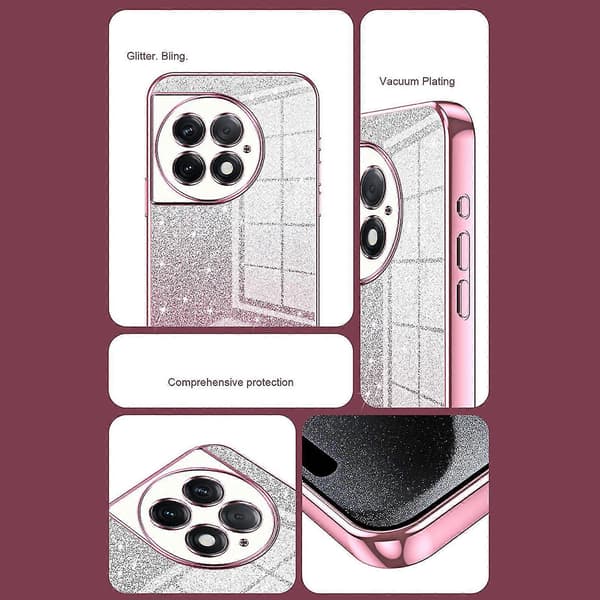 Compatible with OnePlus 12 Case Gradient Glitter, Silicone Transparent Soft Tpu Women Girls Shockproof Protective Slim Case