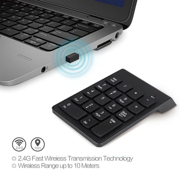Numerisk tastatur, trådløs USB-nummer, 2,4 GHz, 18 taster, Mini