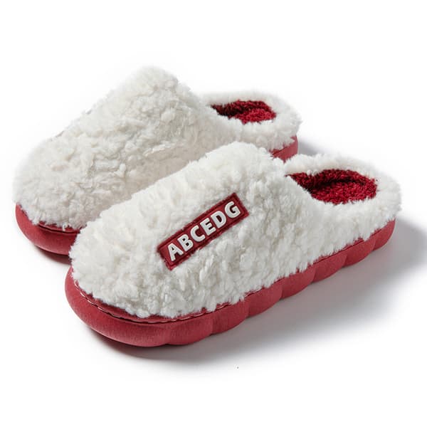 #Røde, fluffy plysjtøfler (varme vintertøfler) for menn#