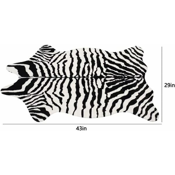 Zebra Patterned Faux Fur Non-Slip Rug 75x110cm