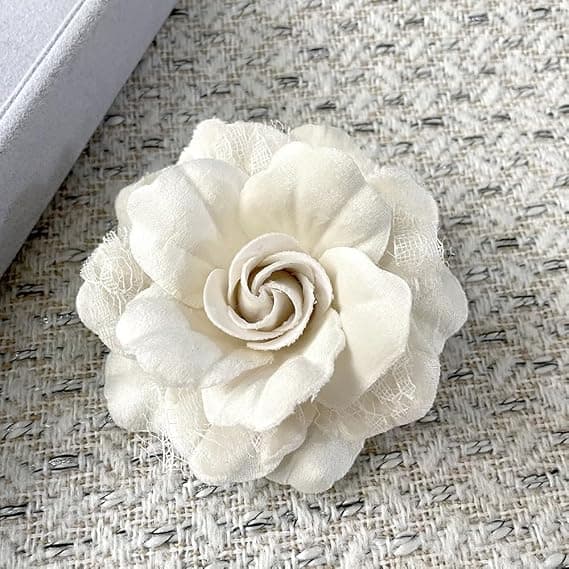 Kameliablomst Brocher Reversnåle Blomsterbroche Klassisk til Bryllupsfest Dans Banket til Kvinder Damer Elegant Hvid White