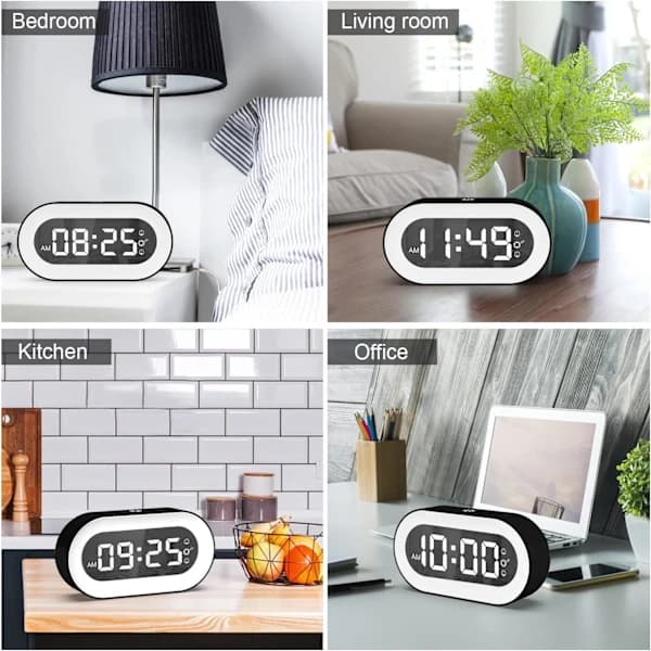 Digital väckarklocka, justerbar ljusstyrka och volym, sängbordsklocka