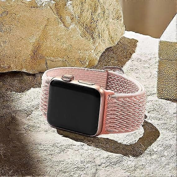 Elastiske bånd kompatible med Apple Watch-bånd, elastisk Solo Loop myk nylonrem erstatningsbånd for kvinner menn/A rosa/størrelse: 38/40/41 mm