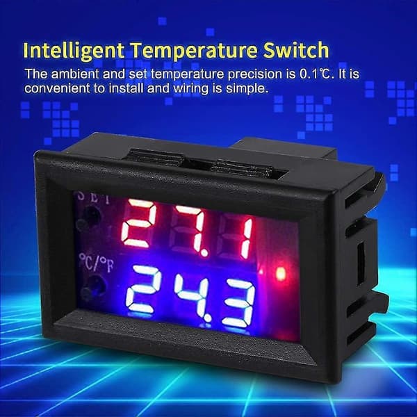 12V Digital Termostat Multifunktionell Termostat Med Sensor, Temperaturmätningsområde: -50~110